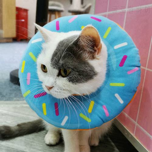 1PC Donuts Shape Pet Protective Collar Anti-bite Lick Dog Neck Cone Recovery Surgery Wound Healing Cat Dogs Comfortable Collar