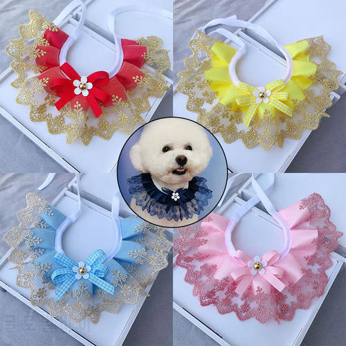 Pet Collar Lace Bibs Dog Cat Sweet Lace Scarf Pet Round Neck Scarf Collar Bib Lovely Necklace Decor For Small Dog Cat Teddy