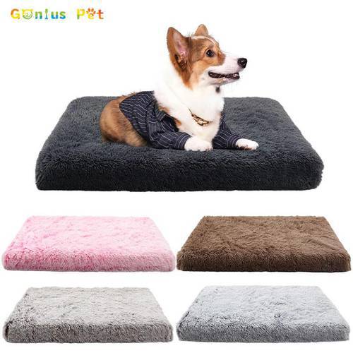 Dog Mat Dog Cat Bed Plush Square Kennel Cat Mat Pet Kennel Deep Sleep Dog Sofa Bed Pet Supplies Washable Removable
