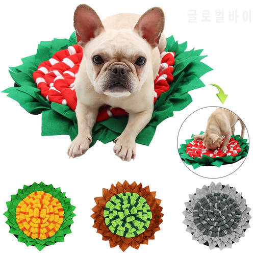 Pet Dog Snuffle Mat Dog Puzzle Toy Nose Smell Training Sniffing Pad Slow Feeding Bowl Food Dispenser Relieve Stress Sunflower