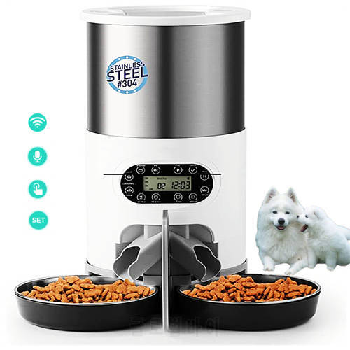 Smart App Pet Automatic Cat Dog Food Feeder Dry Kibble Dispenser Stainless Storage With Record Progra Mmable Timer Timing Feedin