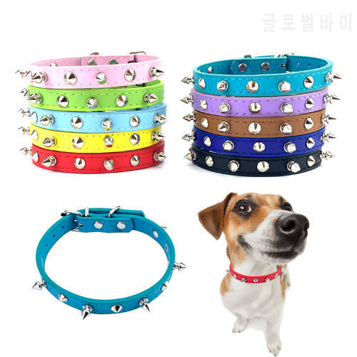 Adjustable Leather Spikde Pets Dog Collar PU Rivets Cats Small Medium Dogs Puppy Collars Studded Rivets Pet Necklace Accessories