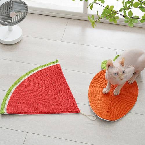 Eco-friendly Useful Non-Slip Scratching Pad Rug Fun Kitten Scratch Mat Watermelon Carrot Shape for Kitty