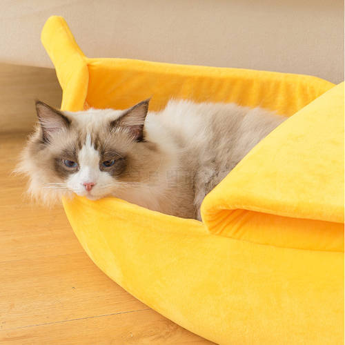 House Cute Cozy Cat Mat Beds Funny Banana Cat Bed Warm Durable Portable Pet Basket Kennel Dog Cushion Cat Supplies Multicolor