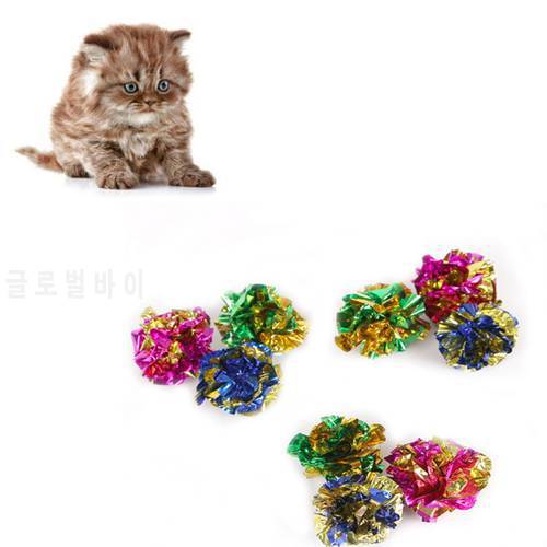 12pcs Colorful Crinkle Foil Balls Cat Kitten Sound Paper Toy Cat Toy Mylar Balls Pet Supply