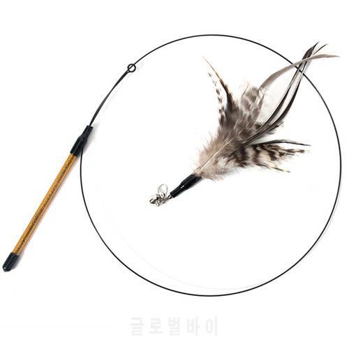 Faux Feather Cat Teaser Wand Pet Interactive Toy Kittens Teasering Toy Steel String Kitten Wand Pet Training Toy For Cats