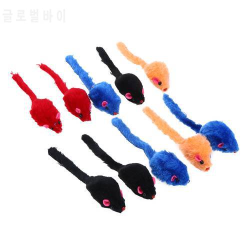 10/20pcs False Mouse Cat Pet Toys Cat Long-haired Tail Mice With Sound Rattling Soft Real Rabbit Fur Sound Squeaky Toy For Cats