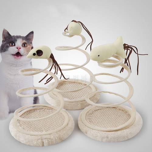 2020 New Cat Toy Spiral Wire Spring Burlap Disc Pet Supplies Pet Cat Playing Interactive Chewing Toy