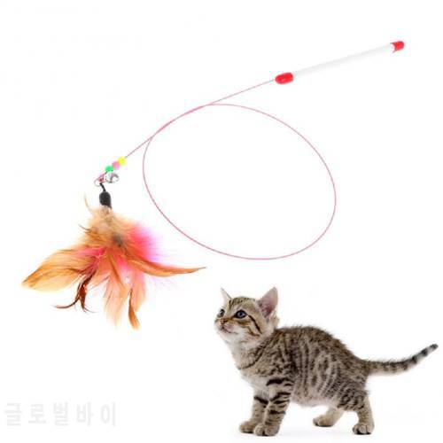 1pcs Funny Kitten Cat Teaser Interactive Toy Rod With Bell And Feather Toys For Pet Cats Stick Wire Chaser Wand Toy