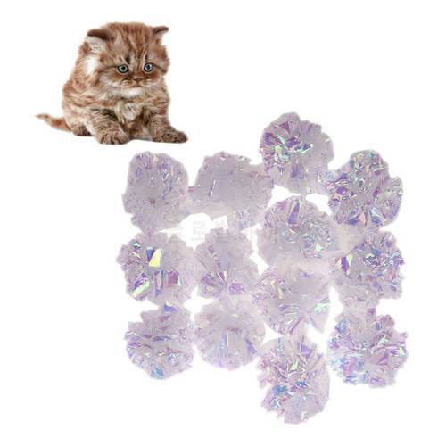 12Pcs Cat Mylar Crinkle Balls Cat Toy Interactive Sound Ball Big Plastic Balls Crinkle Crackle Ring Paper Kitten Pet Play Toys