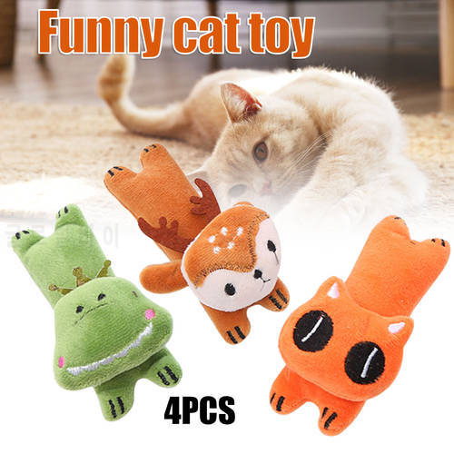 4PCS Plush Catnip Toys with Cute Animal Shape Soft Absorption Durable Long Lasting Contains Catnip for Cat Supplies TN88