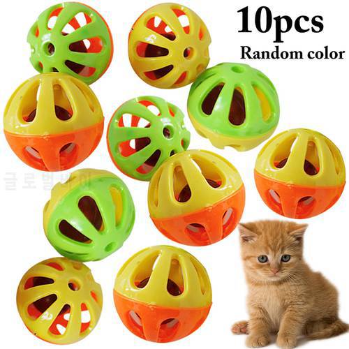 5/10Pcs Cat Bell Toy Cat Funny Ball Toy 3.6cm Plastic Interactive Cat Jingle Ball Toy Cat Chase Training Toys Random Color