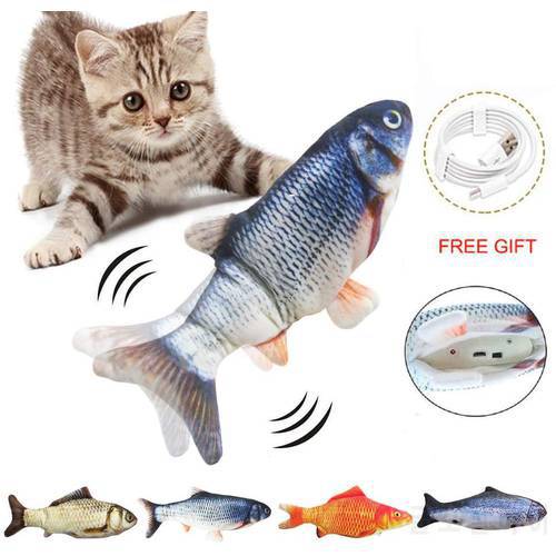Cat Toy Electric Simulation Fish Flapping Interactive Toy Realistic Fish Pet Chew Supplies Cat Dog Toys With Catnip USB Charger