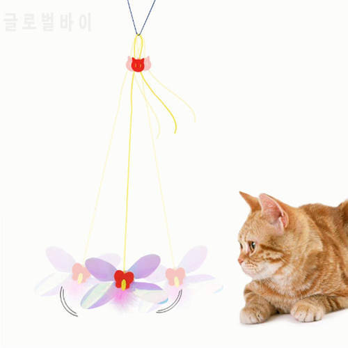 Bouncing Dragonfly Mouse Cat Toys Interactive Hanging Door Cat Scratch Rope Self-hey Retractable Cat Stick Teaser and Exercise