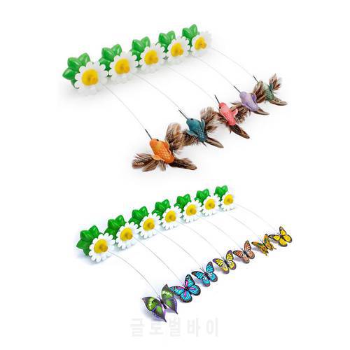 Electric Cat Toy Rotating Bird Fun Flowers Green Leaf Interactive Cat Scratching Toy