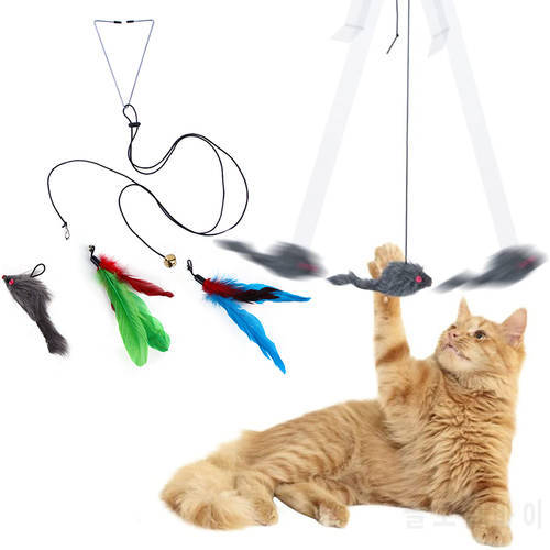 Cat Toy Funny Door Hanging Plush Mouse Cat Toy Retractable Scratch Rope Interactive Self-Excited Entertainment Pet Supplies