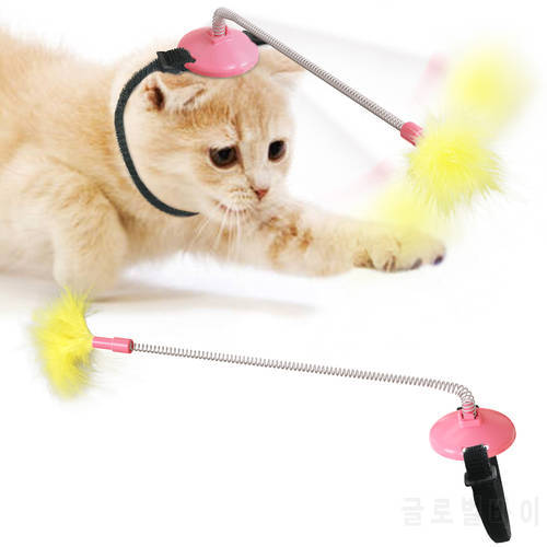 Cat toy funny cat stick collar toy self hi colorful feather funny cat stick