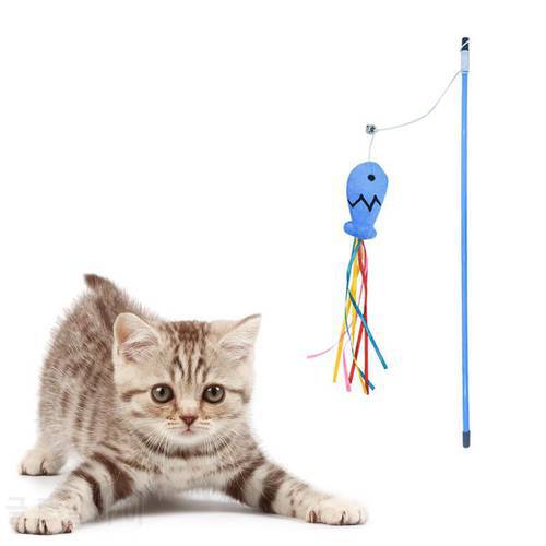 Cats Interactive Toy Kitten Teaser Wand Fish Shape Tassel Cat Toy Catnip Kitten Toy With Bell Cat Teaser Wand Pet Training Toy