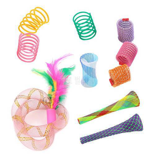 10PCS Cat Toy Set Assorted Spring Tube Toy Cat Interactive Toy Cat Teaser Toy