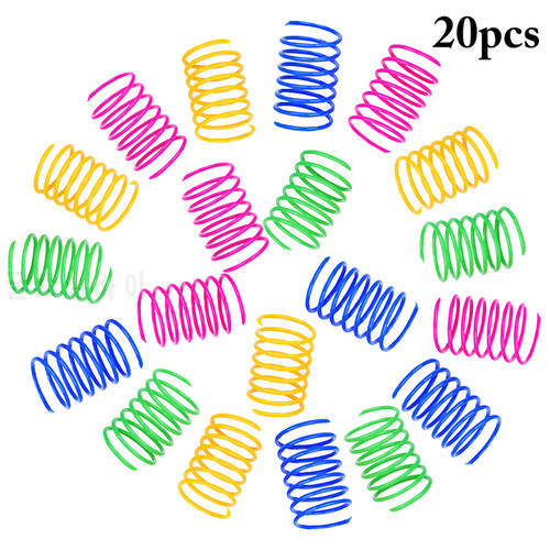 20pcs Action Wide Durable Interactive Toys Flexible Cat Coil Toy Pet Tool Cat Spring Plastic Colorful Coil Spiral Springs Pets