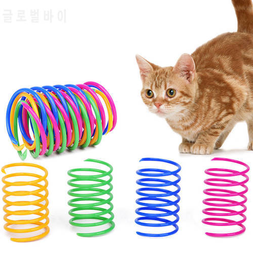 4pcs Interactive Cat Spring Toys Kitten Flexible Plastic Random Color Coil Spiral Springs Cat Action Funny Toys Pet Supplies