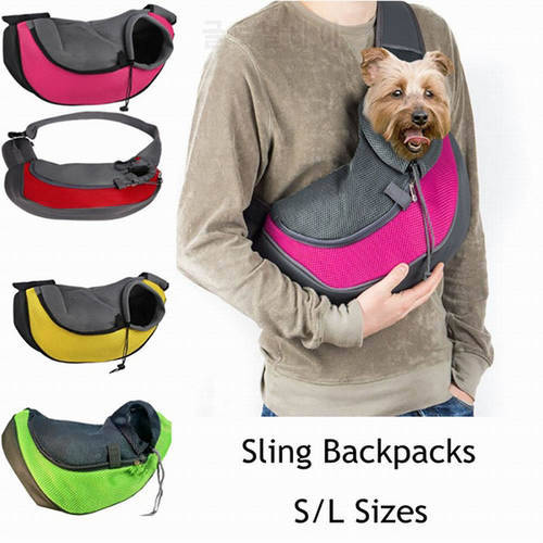 Pet Puppy Carries S/L Outdoor Travel Dog Shoulder Bag Breathable Mesh Comfort Sling Handbag Tote Pouch Cotton Cat Puppy Carries
