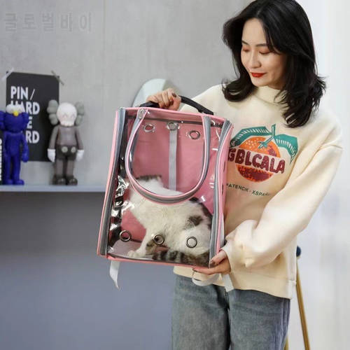 Double Shoulder Carrying Bag Cat Pet Backpack Cat Bag Suitable for Outing Cat Cage Transparent Backpack Pet Cat Supplies
