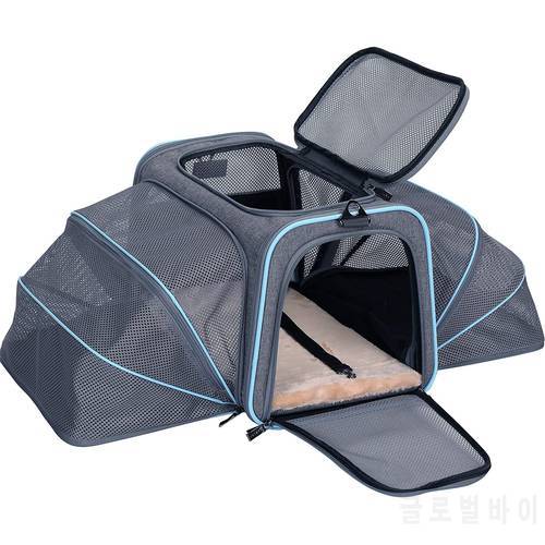 Expandable Cat Carrier Dog Carrier,Airline Approved Soft-Sided Portable Pet Travel Washable Carrier for Kittens