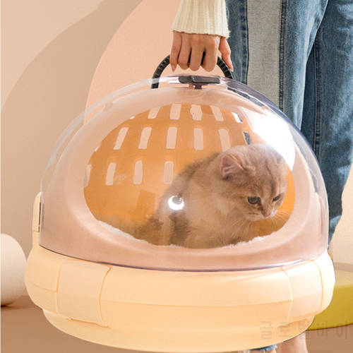 Portable Pet Cat Carrier Cat Bed Kitten Car Seat with Cat Litter Box & Lock Acrylic Space Backpack Bag for Cats Outdoor Travel
