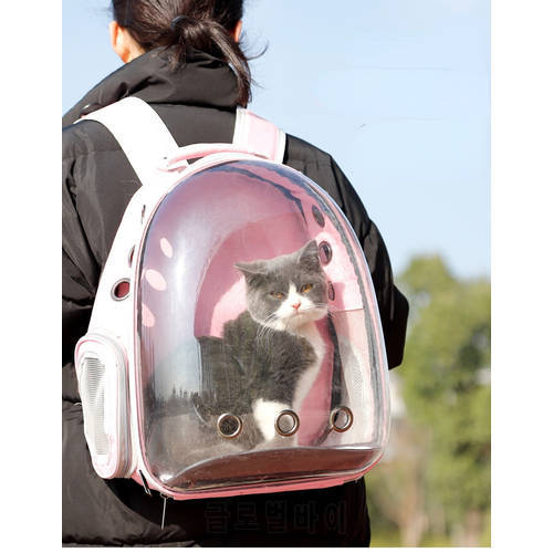 Cat Bagpack Beathable Portable Space Carrier Pet Dog Bag Large-capacity Cat Schoolbag Transparent Multi Holes Bike Pet Carrier