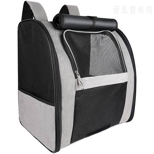 Portable Mesh Pet Carrier Backpack Breathable Dog Bag Foldable Large Capacity Cat Backpack Carrier Portable Outdoor Travel Bag