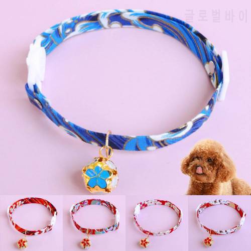 Pet Collar Anti-choke Japanese Style Dress-up Adjustable Breakaway Pet Cats Dogs Collars with Bell Pet Accessories