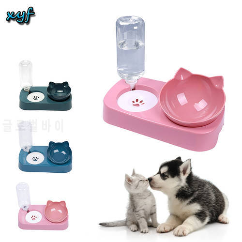 Cat Double Bowl Pet Bowl Feeder Automatic Drinker Cat Bowl Dog Bowl Pet Products Water Bowls For Cats Dogs Pot Cuenco de gato