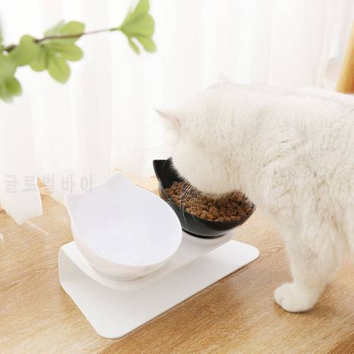 Double Cat Bowl Non slip Stand Pet Food Cat feeder For Dog Bowl Protect Cervical Vertebra Feeder Waterer For Pet Products