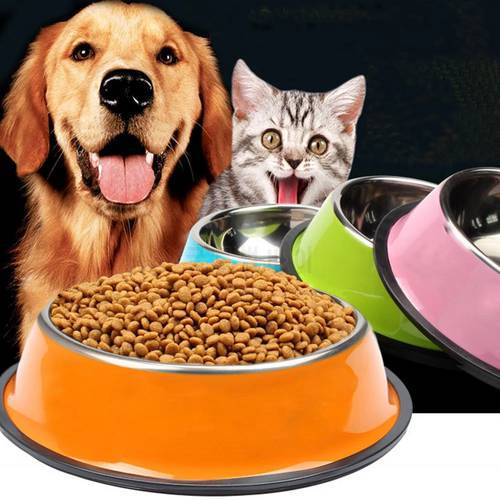 Dog Bowl Stainless Steel Pet Bowls For Small Large Cats Dogs Anti-Slip Big Dog Feeding Drinking Container Pet Accessories
