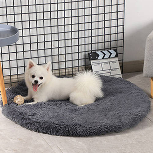 Round Pet Dog Bed Mat Long Plush Soft Fluffy Pet Cushion Cats Bed Blanket Pad For Small Dogs Sleeping Medium Large Supplies Cats