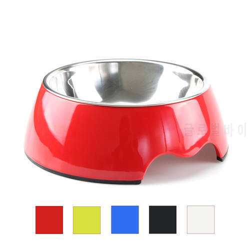 Dogs Cats Bowls Removable Stainless Steel Anti-Skid Round Melamine Stand Food Water Bowl