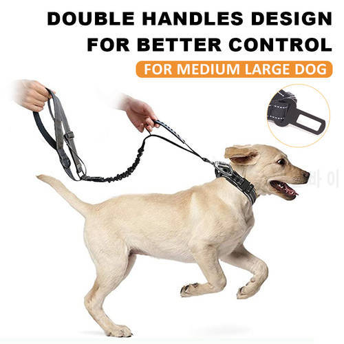 Multifunction Dog Elasticity Leash with Car Seat Belt Shock Absorbing Reflective For Medium Large Dog Lead Safety Supplies Goods