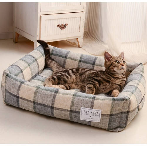 Dog kennel removable washable pet kennel printing square cat dog bed four seasons universal pets pad kitten puppy sleeping bag