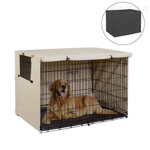 Dog Kennel Cage Pet House Cover Waterproof Dust-proof Durable Oxford Foldable Washable Small Medium Large Outdoor Pet Supplies