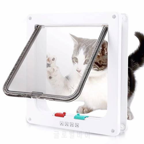 Pet Dog Flap Door Smart Security 4 Way Lock ABS Plastic Door Controllable Switch Direction Dog Cat Gate Puppy Kitten Dog Hole