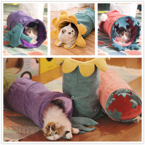 Collapsible Vegetable Shaped Cat Toys Interactive Cats Tunnel Winter Warm Tube Bed Interesting For Cat Games Velvet Pet Supplies