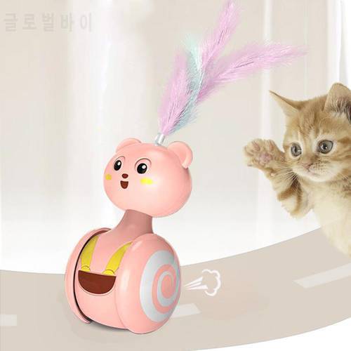 Automatic Cat Toys Tumbler Games Interactive Funny Teaser Feather Wand Scratch-Resistance Catching Cat Accessories Pet Supplies