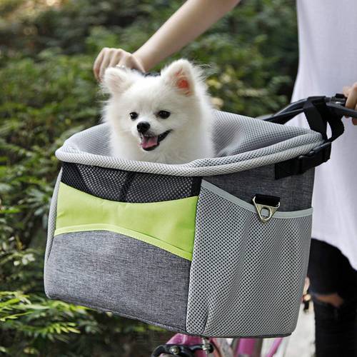 HOT SALE Bicycle Pet Carrier Dog Bike Front Carrier With Small Pockets Bicycle Handlebar Small Pet Carrier With Shoulder Strap