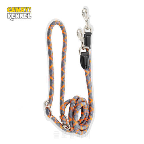 CAWAYI KENNEL Reflective Nylon Double Leashes Pet Dogs Chain Traction Rope Leads for Running Free Hands Rope Chain for Large Dog