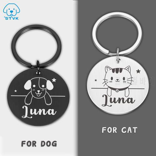 Personalized Engraving Pet Cat Dog Name Tags Kitten Puppy Anti-lost Stainless Steel Collars Tag Collar for Dogs Cats Nameplate