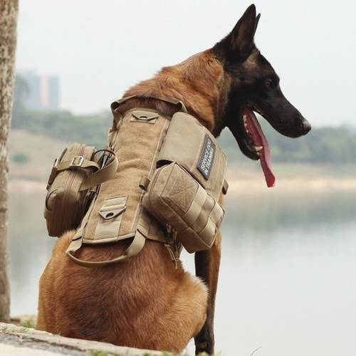 Training Service Easy Walk Dog Harness Tactical Dog Backpack Harness Molle K9 Vest No-Pull Handle Comfortable Adjustable Outdoor