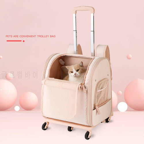 Pet Draw-Bar Box Dog Cat Carrier Backpack Portable Outdoor Travel Breathable Mesh Bag Detachable Backpack Pet Transport Bag