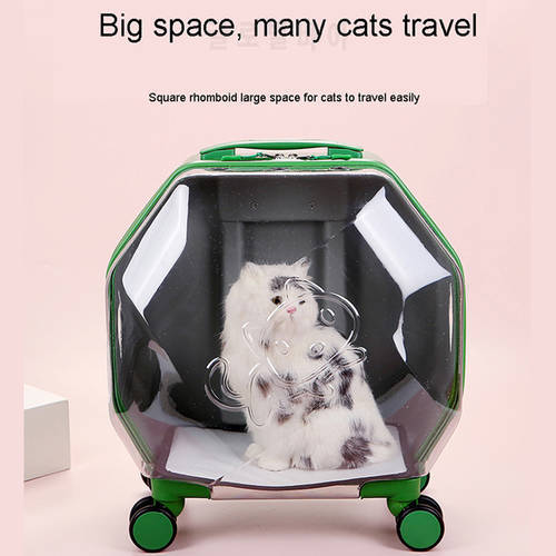 Cat bag Pet Trolley Case go out Portable transparent Four wheels transportation Bidirectional puller Space capsule cat backpack
