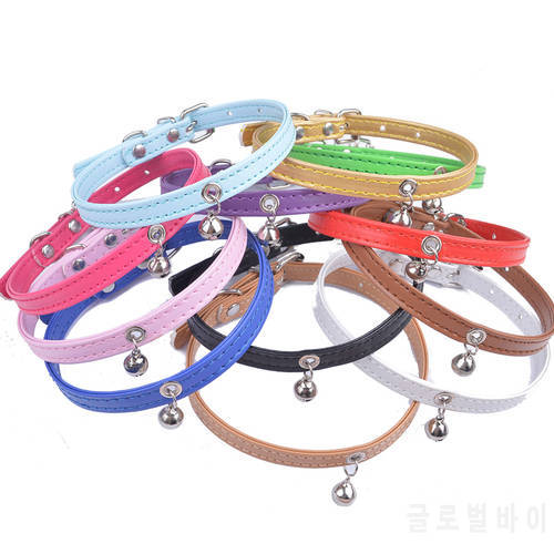 Soft PU Leather Cat Collar With Bell Solid Puppy Collars For Small Medium Dog Cat Accessories Chihuahua Pet Products